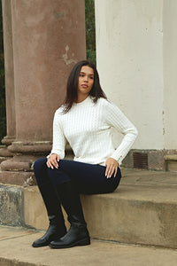 Elm Cable Knit Crew Neck Jumper - Ecru