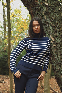 Uptown Roll Neck Knit - Navy